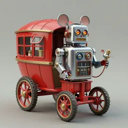 adventurer ( ( ( ( ( 1 9 5 0 s retro future robot android mouse wagon store. muted colors. ) ) ) ) ) by jean baptiste monge!!!!!!!!!!!!!!!!!!!!!!!!! chrome red