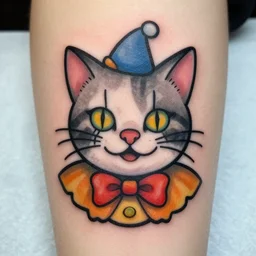 clown cat tattoo design