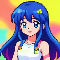 anime girl, colorful, pixel art, 1 6 bits, 2 d