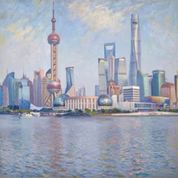 shanghai in the style of monet
