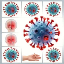 a human infected with the Blippi virus, medical pictures in color showing their symptoms