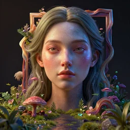mysterious female face portrait. trending on artstation. photoshop octane blender 3 dsmax render. nvidia demo. amd demo. graphics. raytracing. reflection. harsh lighting. aesthetic. inventive. artful colors. inventive framing. creative subject positions. gorgeous lighting. intriguing scenery. fascinating scenario.