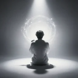 photo still of posterior view, corbin bleu in shadow, enchanting a magical spell, glowing aura, 8 k, studio lighting bright ambient lighting key light, 8 5 mm f 1. 8