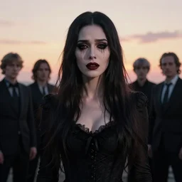 photographic portrait of a stunningly beautiful gothic female tearful in soft dreamy light at sunset, contemporary fashion shoot, by edward robert hughes, annie leibovitz and steve mccurry, david lazar, jimmy nelsson, breathtaking, 8 k resolution, extremely detailed, beautiful, establishing shot, artistic, hyperrealistic, beautiful face, octane render