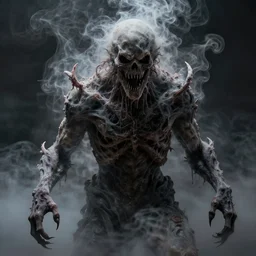 hyper realistic highly detailed terrifying entity only made of realistic smoke. perfect smoke texture. photography render.