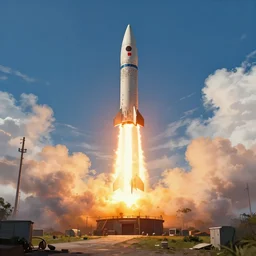a beautiful matte painting of a scenic environment with an intercontinental ballistic missile being launched, trending on artstation, epic anime style