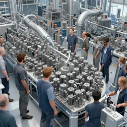 humans being mass produced, industrial, digital concept artwork