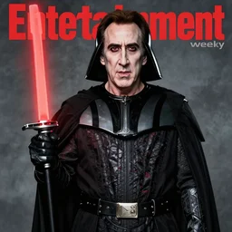 Nicolas Cage in full costume and makeup as Darth Icky, new Star Wars villain, photo from Entertainment Weekly cover shoot