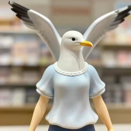 figurine of seagull chan wearing an elegant summer blouse, personification, embodiment of concept, symbolization, official store photo, commercial photo, featured on amiami, lovecraftian, 8 k, 8 5 mm, beautiful composition, smooth curves