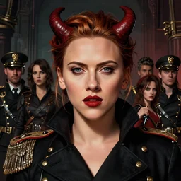 portrait of scarlett johansson as a demon woman, colourised, face portrait, epic, tragic, military art, fantasy, dieselpunk, hd shot, digital portrait, beautiful, artstation, comic style, by artgerm, guy denning, jakub rozalski, magali villeneuve and charlie bowater