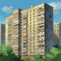 matte painting of soviet apartment building by studio ghibli, makoto shinkai trending on artstation, epic composition, intricate details