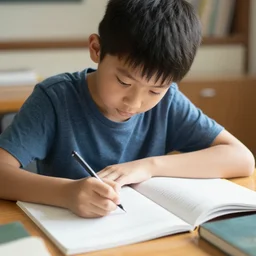 a boy studying