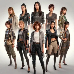 several female character designs, kim jung gi, Greg Rutkowski, Darek Zabrocki, Karlkka, Jayison Devadas, Phuoc Quan, trending on Artstation, 8K, ultra wide angle, pincushion lens effect