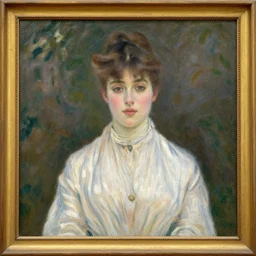 19th century portrait by Claude Monet!!!! of a young woman!!, looking at us!!, sunlight! oil painting-H 768