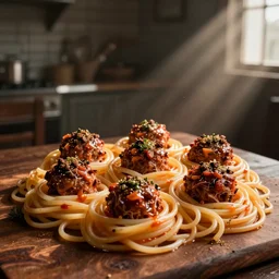 a room made entirely of spaghetti and meatballs