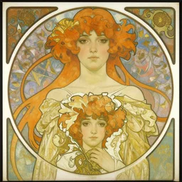 oil portrait of zero two from darling in the franxx, symmetric, rule of thirds, by alphonse mucha, alphons mucha, art nouveau, hans holbein, wlop