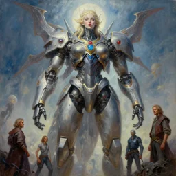 a giant anima hyperfuturistic mandelbrot goddess mecha, tim hildebrandt, wayne barlowe, bruce pennington, donato giancola, trending on artstation, cinematic composition, beautiful lighting, hyper detailed, 8 k, oil on canvas