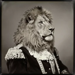 official side portrait of united states president, he resembles a lion, in royal attire, 1 8 2 9, a character portrait by cassius marcellus coolidge, reddit contest winner, american romanticism, ambrotype, detailed, photograph, realistic