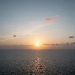 sunrise over ocean, partially cloudy sky, infinite horizon : : award winning photography, fine art, hdri, 6 - stop graduated neutral density filter, proper exposure, filmic, color graded