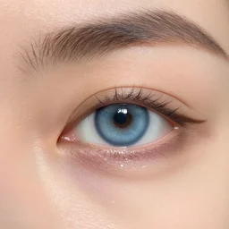a close up of a person with blue eyes, a photo by james baynes, dribble, lowbrow, pretty, shiny eyes, close up
