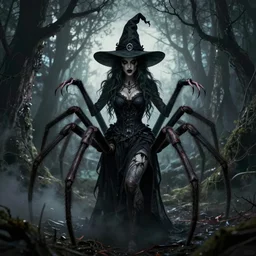 half spider, half woman, scary witch, horror