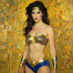 a portrait of a beautiful exotic female super heroine, by artgerm michael whelan gustav klimpt