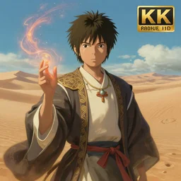 portrait of haku from spirited away as a young prince ruler of the desert with magical powers, digital painting, highly detailed, intricate, trending on artstation, award winning, 8 k hd, art by ross tran, greg rutkowski, artgerm, wlop