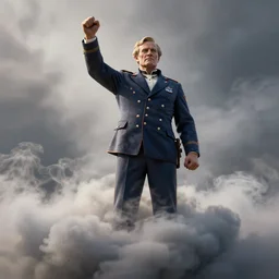 president of the united states rising from a cloud of smoke, volumetric, octane render, raytracing, 1 9 4 1, 2 0 th century, dignifying, unreal engine