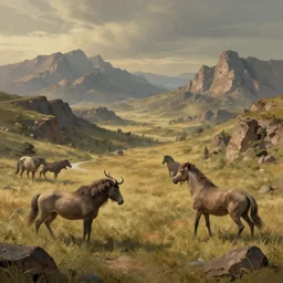landscape with mounts made in abyss style