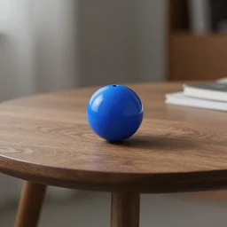 a blue ball on a table + HDRI