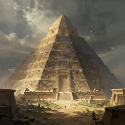 artstation, mystical landscape, cinematic lighting, digital painting, ancient civilization, sharp focus, highly detailed, concept art, art by greg rutkowski, illustration, cgsociety, mysterious pyramid