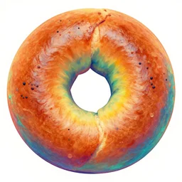 A psychedelic portrait of an everything bagel, vibrant color scheme, highly detailed, in the style of romanticism, cinematic, artstation, Moebius, Greg rutkowski