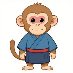 cartoon japanese monkey in traditional japanese clothes