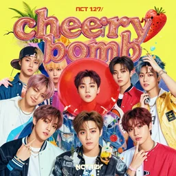 recreating the album cover for nct 127's 2017 EP cherry bomb, keep the same energy but make it more cohesive and artistic,