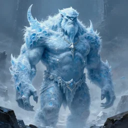 north mythology concept art painting of ice gigant ymir the ancestor of all giants by james gurney, trending on artstation, detailed