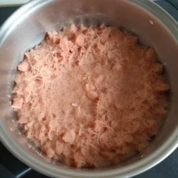 a pot full of mince being mixed up, pov, 4 k