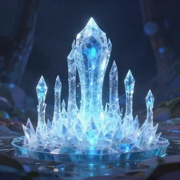lily pond of the ice crystal palace. award - winning 3 d anime by an indie studio, heavily stylized, rimlighting, depth of field, limited palette, impressionism, chiaroscuro, bokeh.