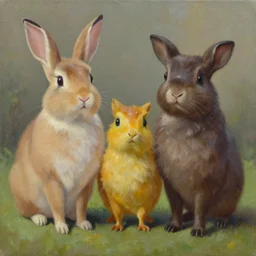 animal party oil painting in a matte finish, Detailed,  glossy