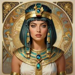 Margot Robbie as an Egyptian Warrior Goddess, cute, fantasy, intricate, elegant, highly detailed, digital painting, 4k, HDR, concept art, detailed jewelry, smooth, sharp focus, head and waist potrait, art by Artgerm and H R Giger and Greg Rutkowski and Alphonse Mucha