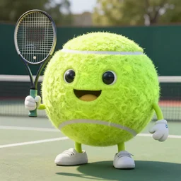full-body photograph of Tennis ball monster , majestic lighting, XF IQ4, 150MP, 50mm, F1.4, ISO 200, 1/160s, natural light