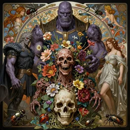 the platonic ideal of flowers, rotting, insects and praying of psychosis cletus kasady ultimate carnage thanos dementor wild hunt doctor manhattan chtulu nazgul mandelbulb davinci, d & d, fantasy, ego death, detailed, intricate, hyperrealism, intense, scary, decay, art by artgerm and greg rutkowski and alphonse mucha and giuseppe arcimboldo