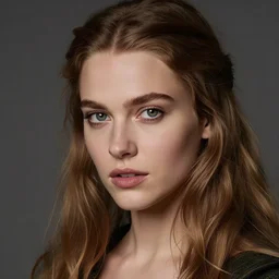 a realistic portrait closeup 5 0 mm studio photograph by pamela hanson of young and attractive morgan le fay, a powerful and ambiguous enchantress of legend, gazing at the camera in a shamelessly flirtatious way.