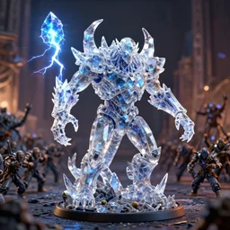 topaz golem still frame from warhammer movie, legendary magical crystal construct by esher, crystal golem fighting vast army by jakub rozalski, topaz lightning elemental by peter mohrbacher