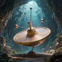a giant magical gyroscope in a magical ethereal cave ,highly detailed, 4k, HDR, award-winning, artstation, octane render