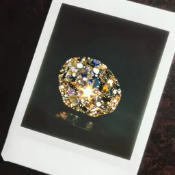analog polaroid of shiny minerals