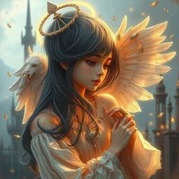 infinitely detailed nierautomata painting, pixivartststion, ambient lighting, cute - fine - angel angel, fine art, infinitely detailed architectures. clothes