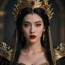 portrait of queen, zoom, close - up, macro, fantasy, rule of thirds, atmosphere, intricate, regal, octane render, 8 k, unreal engine, lumen, symmetrical!!, loreal, maybelline, sephora, loreal, artstation, art by karol bak, art by artgerm, cinematic, concept art, filmic, vsco