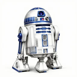 technical blueprint of r2d2, pencil style