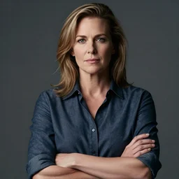 an editorial portrait of a us political candiate with a calm expression, arms crossed and shirt sleeves rolled up, facing front, by annie liebovitz, photojournalism, photorealistic, anatomically correct, beautiful perfect face, sharp focus, highly detailed, cinematic lighting, 8 k, hd