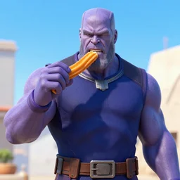 thanos from mcu eating churros in tharros ( sardinia )